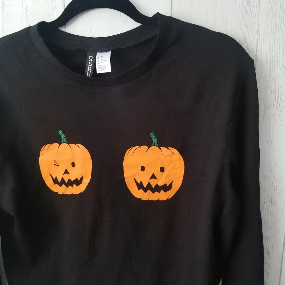 NWOT H & M Playful Pumpkins Sweater Size XSmall - Picture 4 of 5